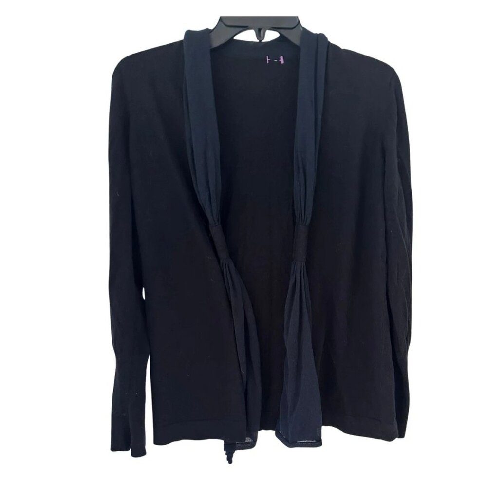 Black Open Front Cardigan Cozy Minimalist Lightweight Layering Sweater